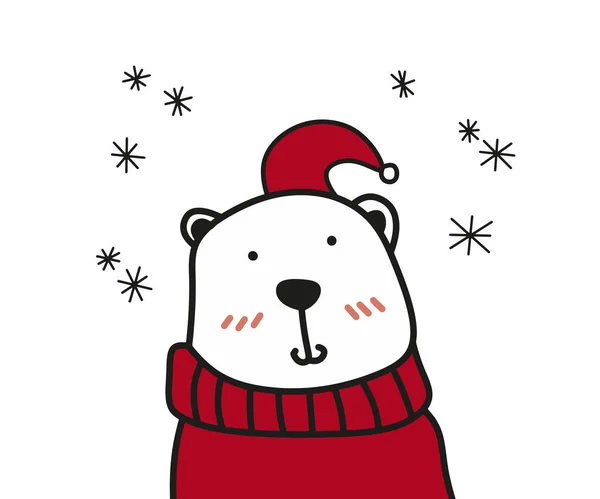 Cute Bear Red Sweater Christmas Hat — Stock Photo, Image