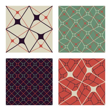 Düz stil geometrik desenler kümesi.