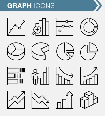 Piksel kümesi mükemmel ince çizgi grafikleri ve grafik simgeleri.