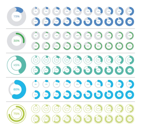 Yüzdeleri olan düzenlenebilir çizgi biçimi infografik pasta grafiği elemanları kümesi.
