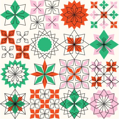 Soyut geometrik şekilli renkli sanat arkaplanı. Moda Neo Memphis Kusursuz desen.