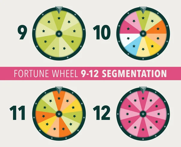 Coleção Ilustrações Planas Roda Fortuna Segmentação Fortuna Roda Loteria Objeto —  Vetores de Stock