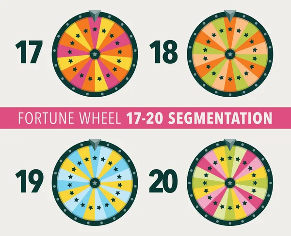 命运之轮图片集 19和20个分割幸运轮彩票对象 孤立的 五彩缤纷的命运之轮 — 图库矢量图片