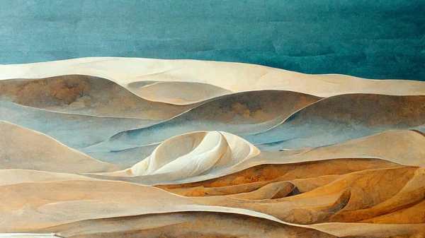 Beeindruckende Weiße Und Orangefarbene Sanddünen Der Wüste Mit Blauem Himmel — Stockfoto