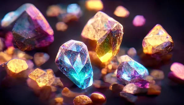 Realistische Glanzende Edelstenen Diamanten Kristallen Abstracte Achtergrond Prachtig Luxe Behang — Stockfoto
