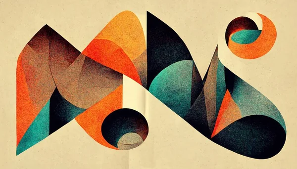 Soyut Neo Memphis tarzı arkaplan ve kumlu doku. Modern grafik tasarım sanat eserleri. Dijital sanat.