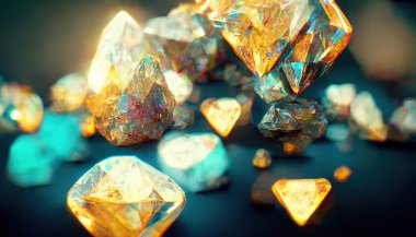 Realistic shiny gemstones diamonds crystals abstract background. Beautiful luxury wallpaper. Occult, esoteric, magic and spiritual digital art.
