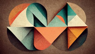 Abstract Neo Memphis style background with grainy texture. Trendy contemporary graphic design artwork. Digital art.