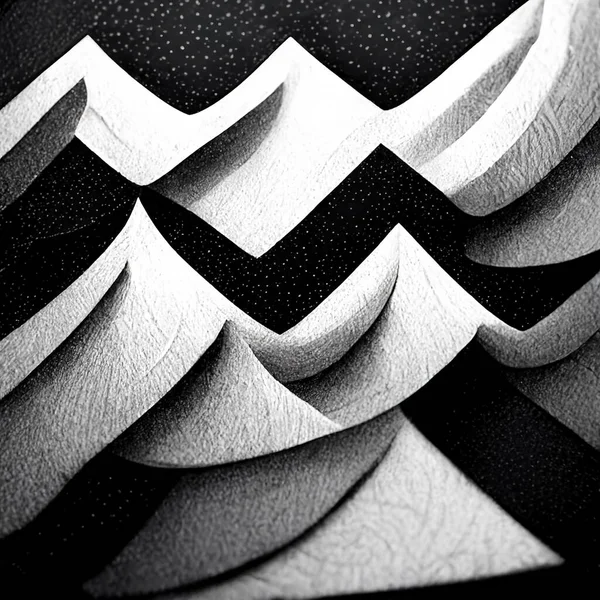 Modern Abstract Dynamic Shapes Black White Background Grainy Paper Texture — 스톡 사진