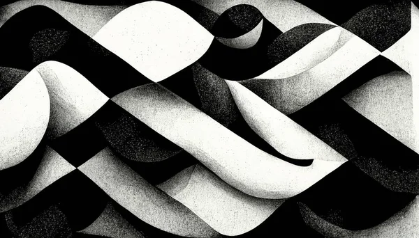 Moderne Abstrakte Dynamische Formen Schwarz Weißer Hintergrund Mit Körniger Papierstruktur — Stockfoto
