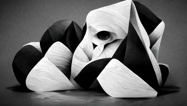 Modern Abstract Dynamic Shapes Black White Background Grainy Paper Texture — Stock fotografie