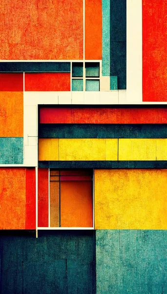 Abstract Bauhaus style background. Trendy geometric aesthetic Bauhaus architecture elements graphic design. Digital art.