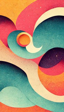 Groovy psychedelic abstract wavy decorative funky background. Hippie trendy design. Backdrop for trippy surreal designs. Digital art.