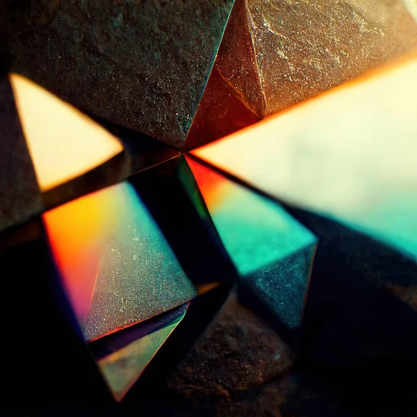 Shiny Glass Crystals Prisms Color Spectrum Rays Abstract Rainbow Color — ストック写真