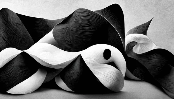 Сучасні Абстрактні Динамічні Форми Чорно Білого Фону Зернистою Текстурою Паперу — стокове фото