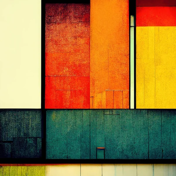 Abstract Bauhaus style background. Trendy geometric aesthetic Bauhaus architecture elements graphic design. Digital art.