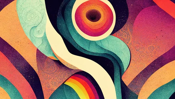 Groovy Psychedelic Abstract Wavy Decorative Funky Background Hippie Trendy Design — Foto de Stock