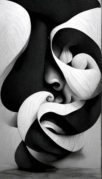 Modern Abstract Dynamic Shapes Black White Background Grainy Paper Texture — 스톡 사진