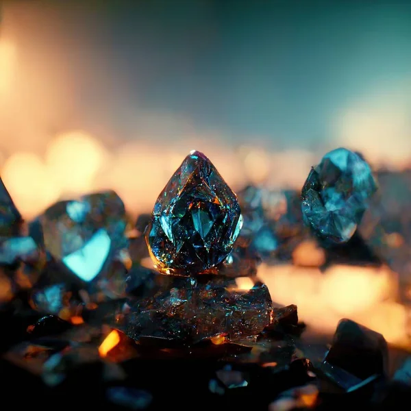Realistic Shiny Gemstones Diamonds Crystals Abstract Background Beautiful Luxury Wallpaper — Foto de Stock