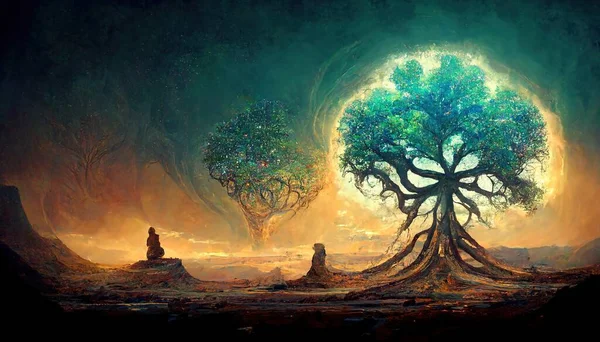 Beautiful Illustration Magic Tree Life Sacred Symbol Personal Individuality Prosperity — Stockfoto
