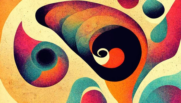 Groovy Psychedelic Abstract Wavy Decorative Funky Background Hippie Trendy Design — Foto de Stock