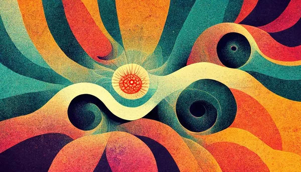 Groovy Psychedelic Abstract Wavy Decorative Funky Background Hippie Trendy Design — Stockfoto