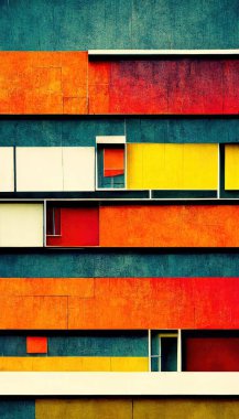 Abstract Bauhaus style background. Trendy geometric aesthetic Bauhaus architecture elements graphic design. Digital art.