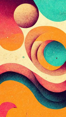 Groovy psychedelic abstract wavy decorative funky background. Hippie trendy design. Backdrop for trippy surreal designs. Digital art.
