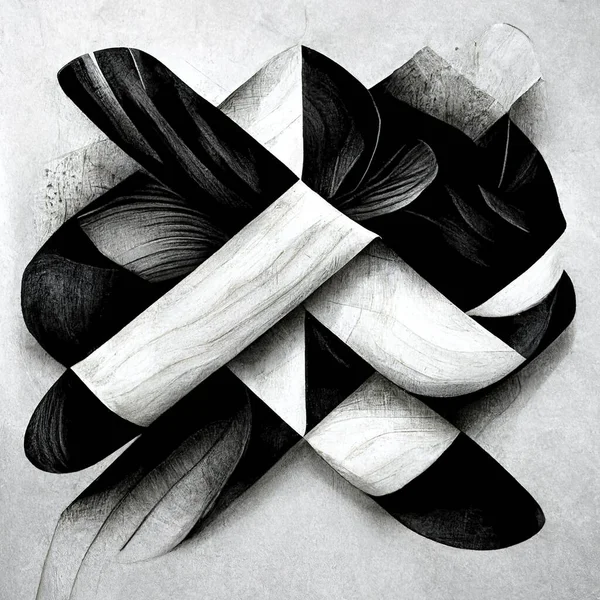 Modern Abstract Dynamic Shapes Black White Background Grainy Paper Texture — 스톡 사진