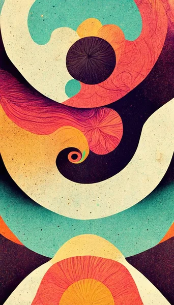 Groovy Psychedelic Abstract Wavy Decorative Funky Background Hippie Trendy Design — Stok fotoğraf