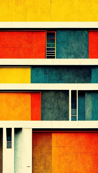 Abstract Bauhaus Style Background Trendy Geometric Aesthetic Bauhaus Architecture Elements Stock Image