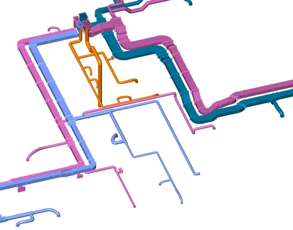 Σχεδιασμός Συστήματος Εξαερισμού Bim Illustration — Φωτογραφία Αρχείου