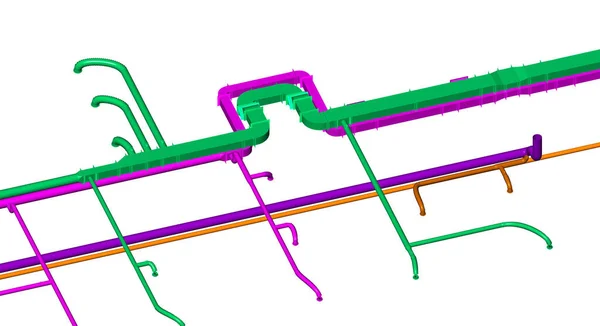 BIM havalandırma sistemi tasarımı 3d illüstrasyon.