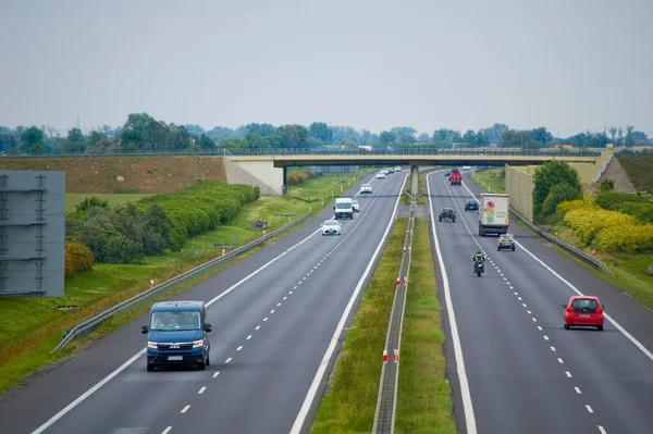 Nagradowice Polen Juni 2022 Poolse Snelweg Met Auto Vrachtwagens — Stockfoto