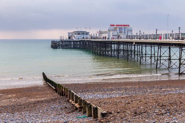 Worthing West Sussex Engeland Engeland Oktober 2016 Pier Gezien Vanaf — Stockfoto