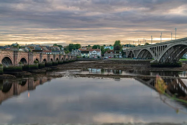 Berwick Tweed Northumberland England September 2018 Royal Tweed Bridge Right — стокове фото