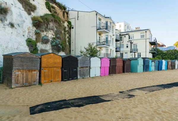 Viking Bay Broadstairs Kent Inglaterra Reino Unido Setembro 2017 Cabanas — Fotografia de Stock