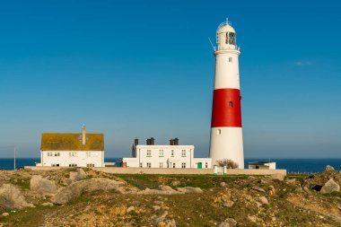 Portland Bill, Jurassic Coast, Dorset, İngiltere - 22 Nisan 2017 Akşam Feneri 'nde