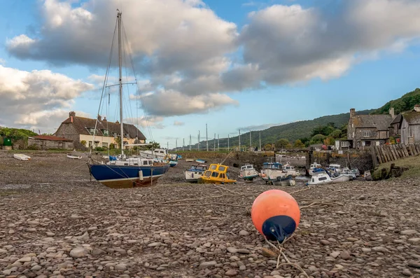 Porlock Weir Somerset England Großbritannien Oktober 2018 Boote Hafen Bei — Stockfoto