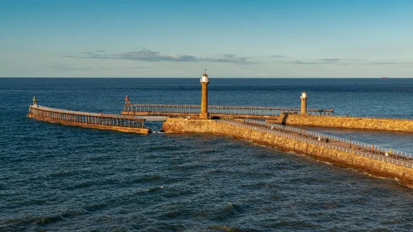 Whitby North Yorkshire England September 2018 Harbour Pier Seen East — Stock Photo, Image