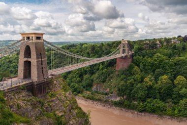 Bristol, İngiltere - 09 Haziran 2019: Clifton Askı Köprüsü, Clifton Village 'dan görüldü