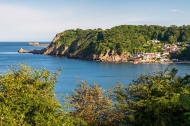 Babbacombe, Torbay, İngiltere - Haziran 05, 2019 Babbacombe Beach ve Walls Hill
