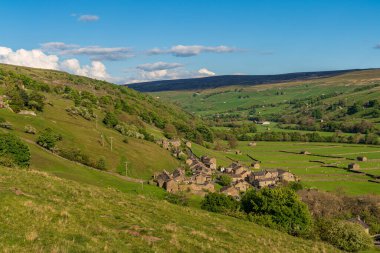 Gunnerside, North Yorkshire, İngiltere - 21 Mayıs 2019: Köye doğru bakın