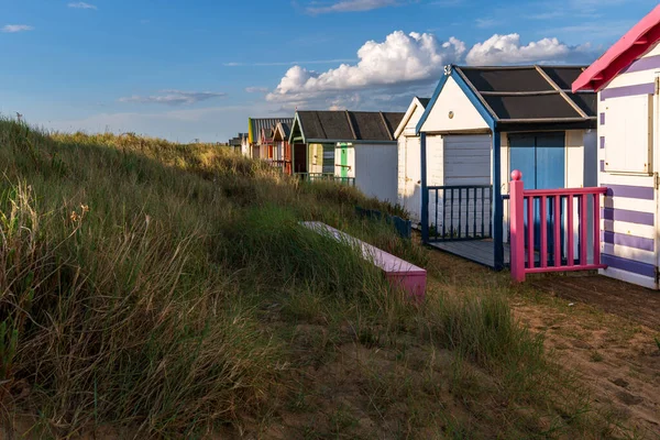 Heacham Norfolk Inglaterra Reino Unido Abril 2019 Cabanas Praia Perto — Fotografia de Stock