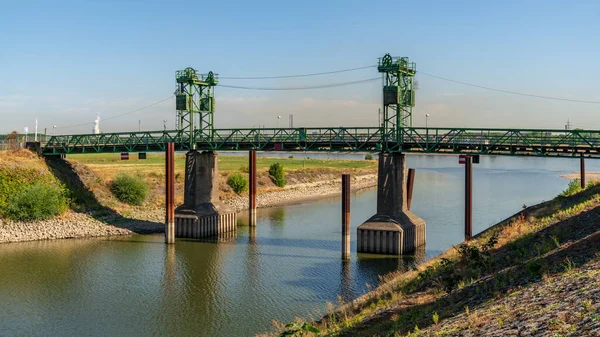 Duisburg Nordrhein Westfalen Tyskland Augusti 2018 Utsikt Över Rheinpreussens Hamnbro — Stockfoto