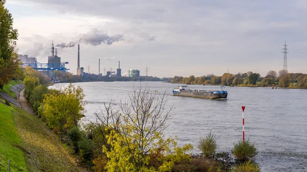 Duisburg North Rhine Westfalia Germany November 2019 Ships River Rhine — Stock Photo, Image