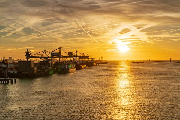 Rotterdam Zuid Holland Nederland Mei 2019 Zonsondergang Het Calandkanaal Met — Stockfoto