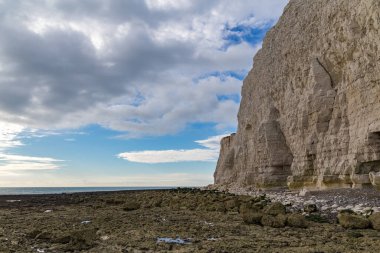 Tebeşir kayalıkları ve Hope Gap plajı ile Seaford, Doğu Sussex, İngiltere arasındaki kıyı şeridi.
