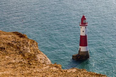 Beachy Head Deniz feneri ve uçurum sabah Eastbourne yakınlarında, Doğu Sussex, İngiltere, İngiltere