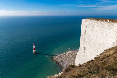 Beachy Head Deniz feneri ve uçurum sabah Eastbourne yakınlarında, Doğu Sussex, İngiltere, İngiltere